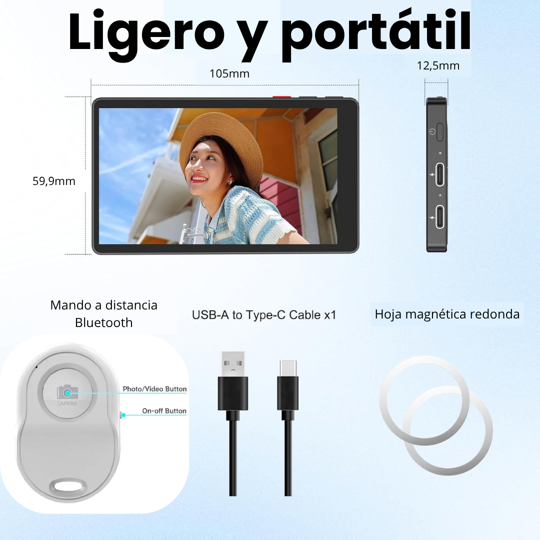 SelfieView pantalla trasera magnética para selfies